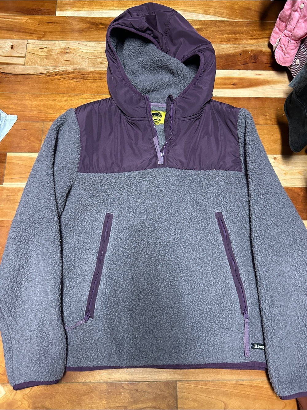 Roots Women’s Zip-Up Sherpa Pullover - Purple